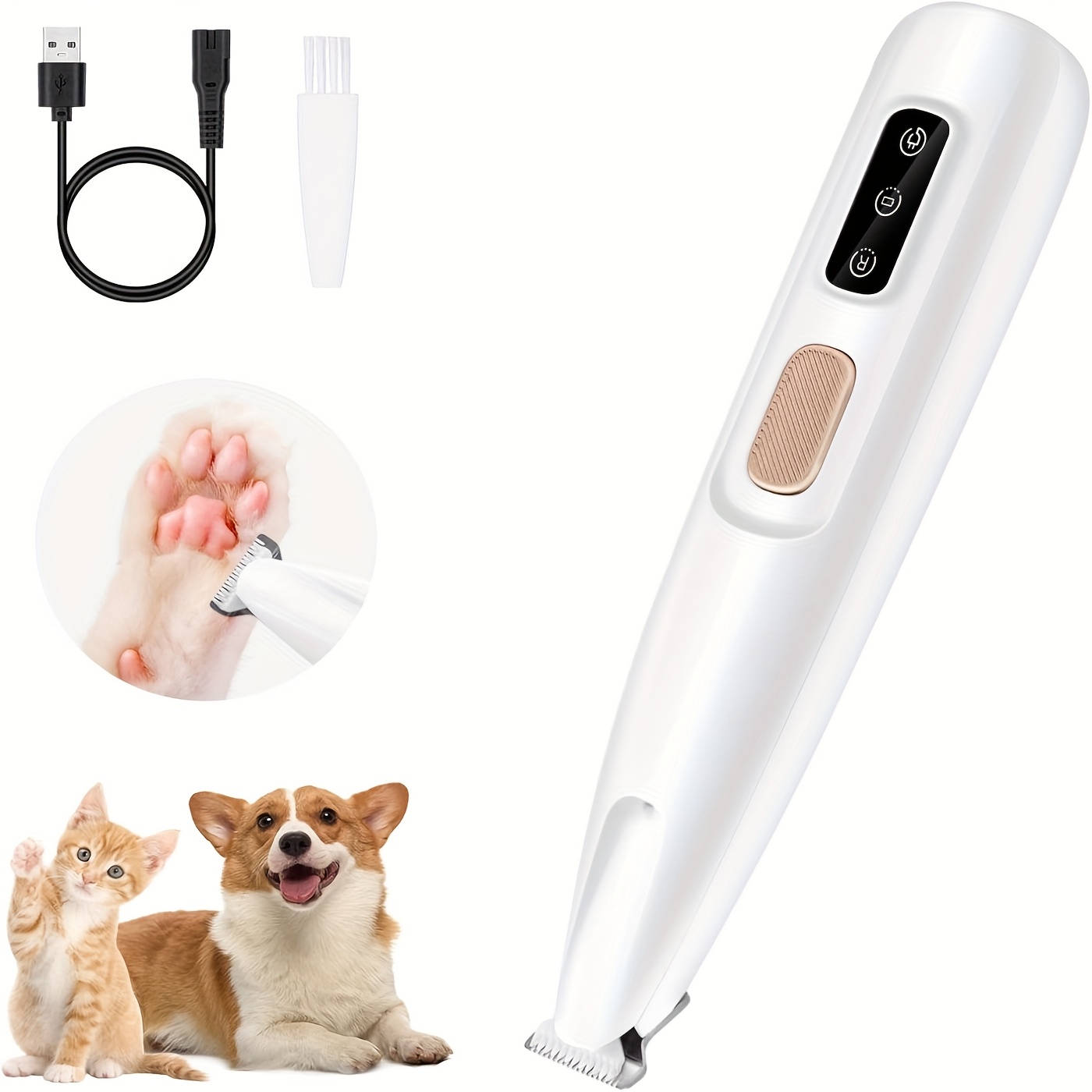 Image of Pet Trimmer, Multifunctional Pet Hair Trimmer Rechargeable Shaver With Led Light For Paws Eyes Ears Face For Large/small Dogs And Cats