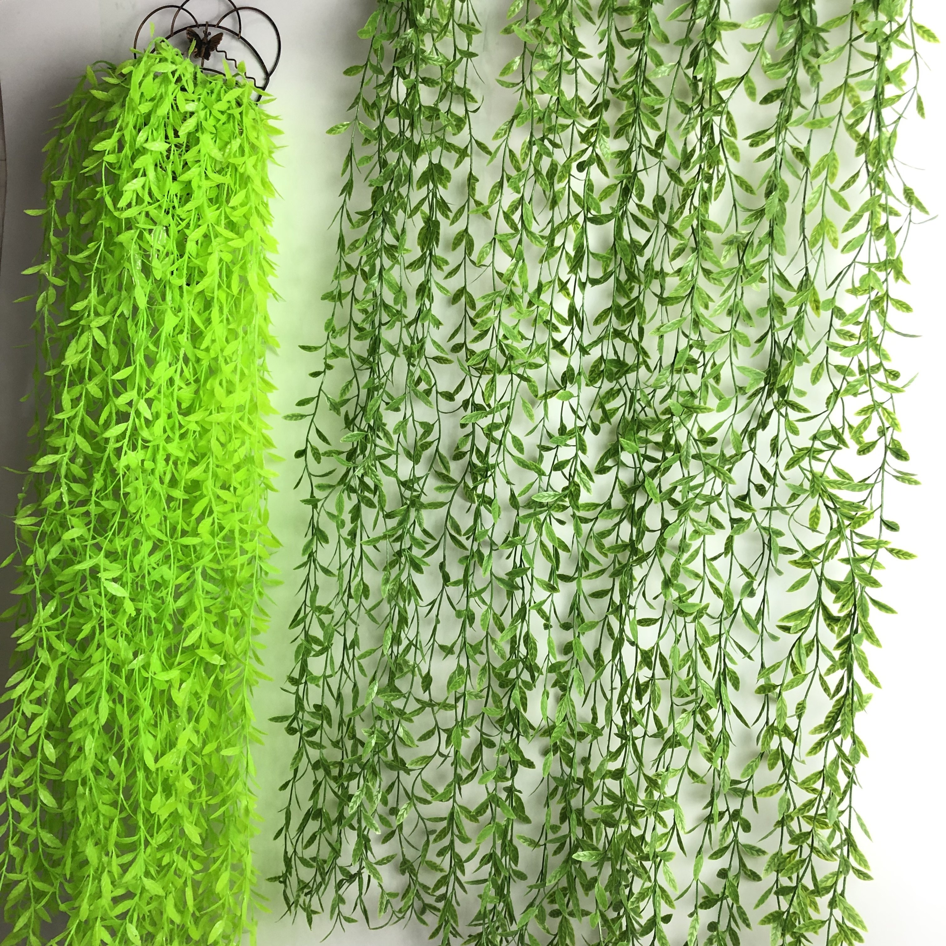 

5pcs/pack Of Simulation Green Plant Vine Wall Hanging Leaf Bar Over Ceiling Rattan Engineering Decoration Plant Wall Scenery