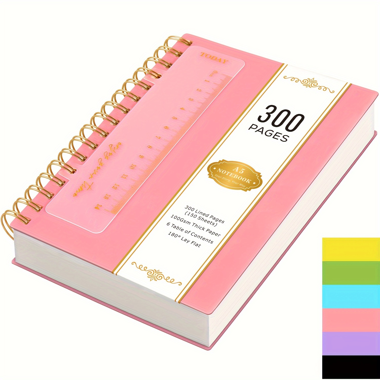 

Carnet de notes spiral Boho A5 - Journal d'écriture à thème de 300 pages avec couverture en PVC résistante à , épais de GSM, carnet de couverture personnalisé avec pages lignées, pour et