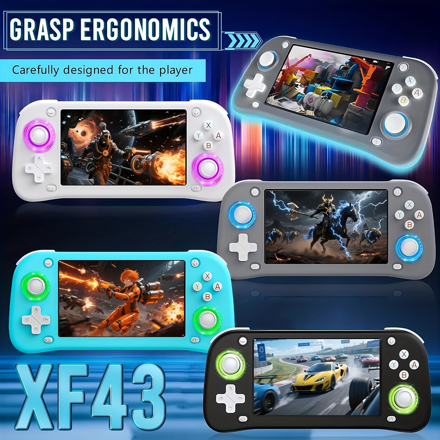 2025 Improved Portable Retro Game Console XF43 - Dual Joysticks, USB Charging & Rechargeable Battery, HD 10.92cm 4K Display, Open Source Linux System