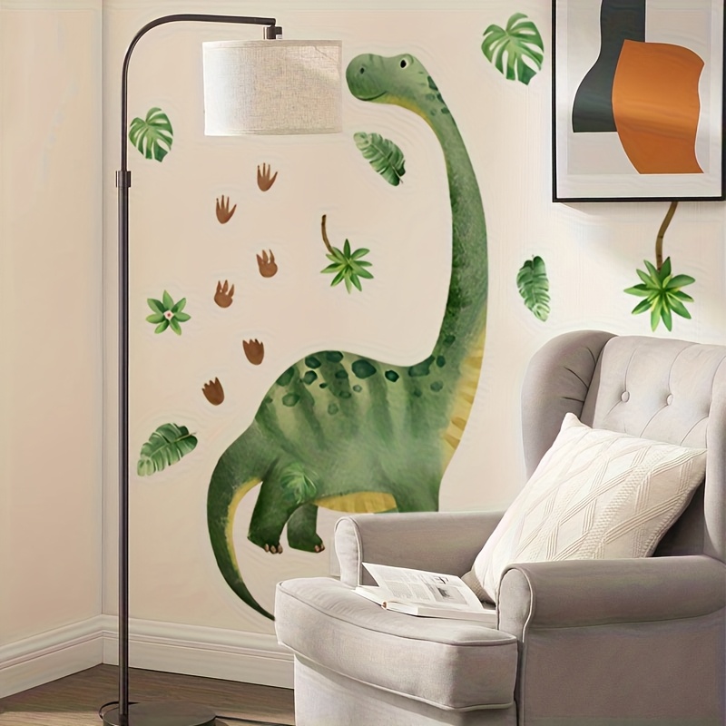 Green Dinosaur Leaf Plant Wall Sticker, Self-adhesive Removable Pvc Decal For Living Room, Entryway, And Bedroom