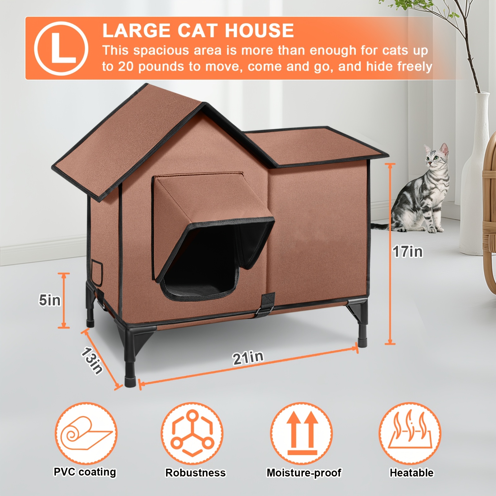 3 in 1 design heated cat house with pet heating pad elevated bed sturdy structure cat cave cat beds supplies for indoor cats safe outdoor cat shelter cat condo kitten supplies   gifts for men women kids girls cat stuff clearance 2
