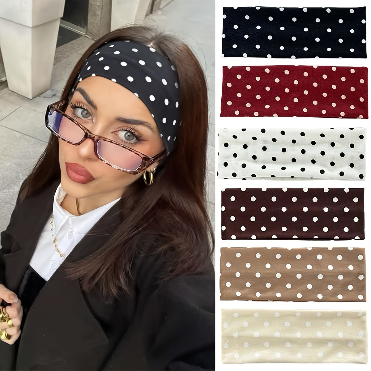 TEMU Ensemble de 6 pièces Nouveau bandeau de yoga élastique, bandeau de Cosmétique tendance, accessoire pour cheveux, bandeau de sport et de fitness