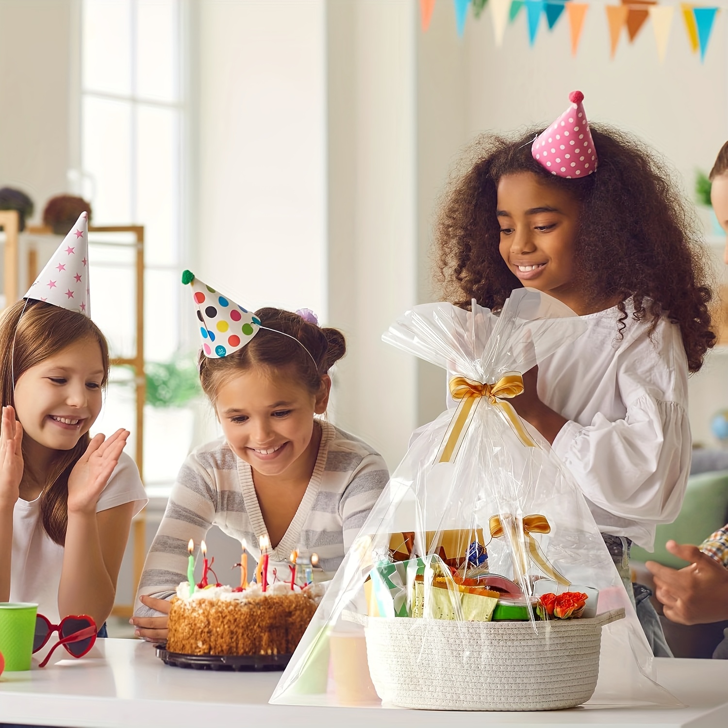 1pc small wicker style basket gift bag ribbon white woven Temu