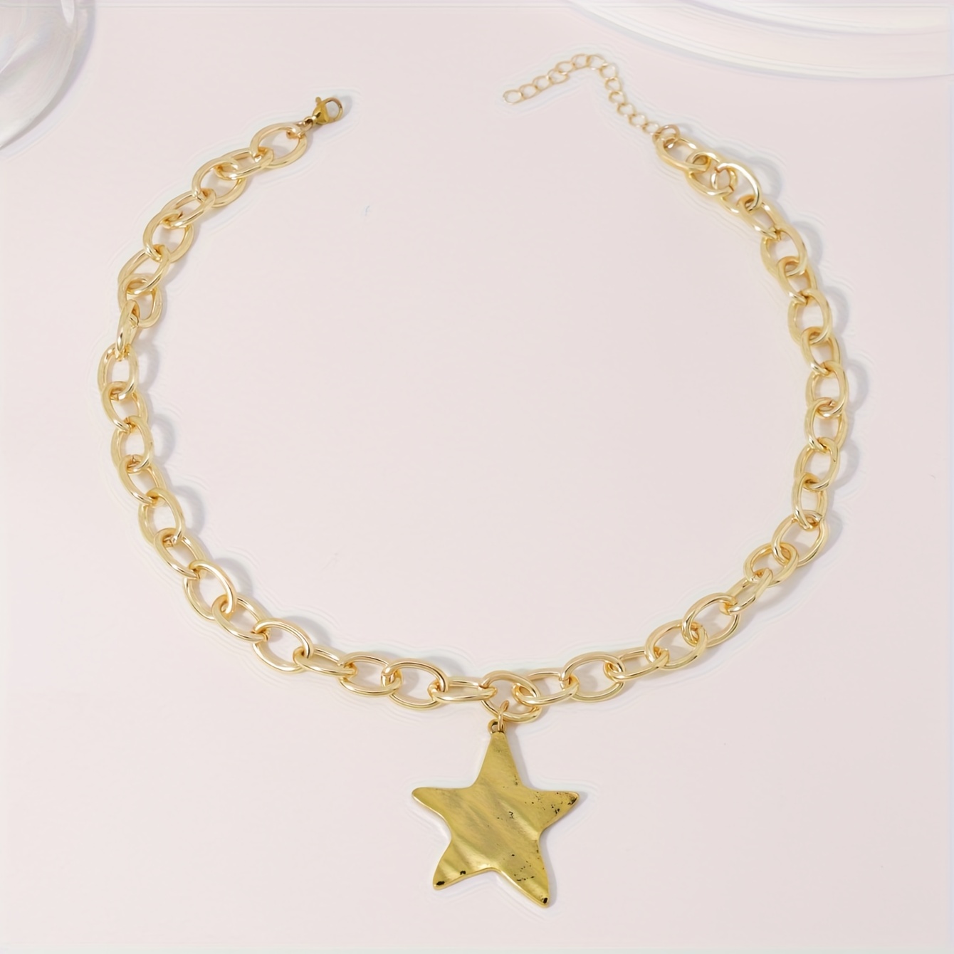 TEMU 1pz Collana con Pendente a Stella Intrecciata per Donna - Catena Corta in con Anello Intrecciato a 5 Maglie, Gioielli a i Feste, Pezzo di Stile
