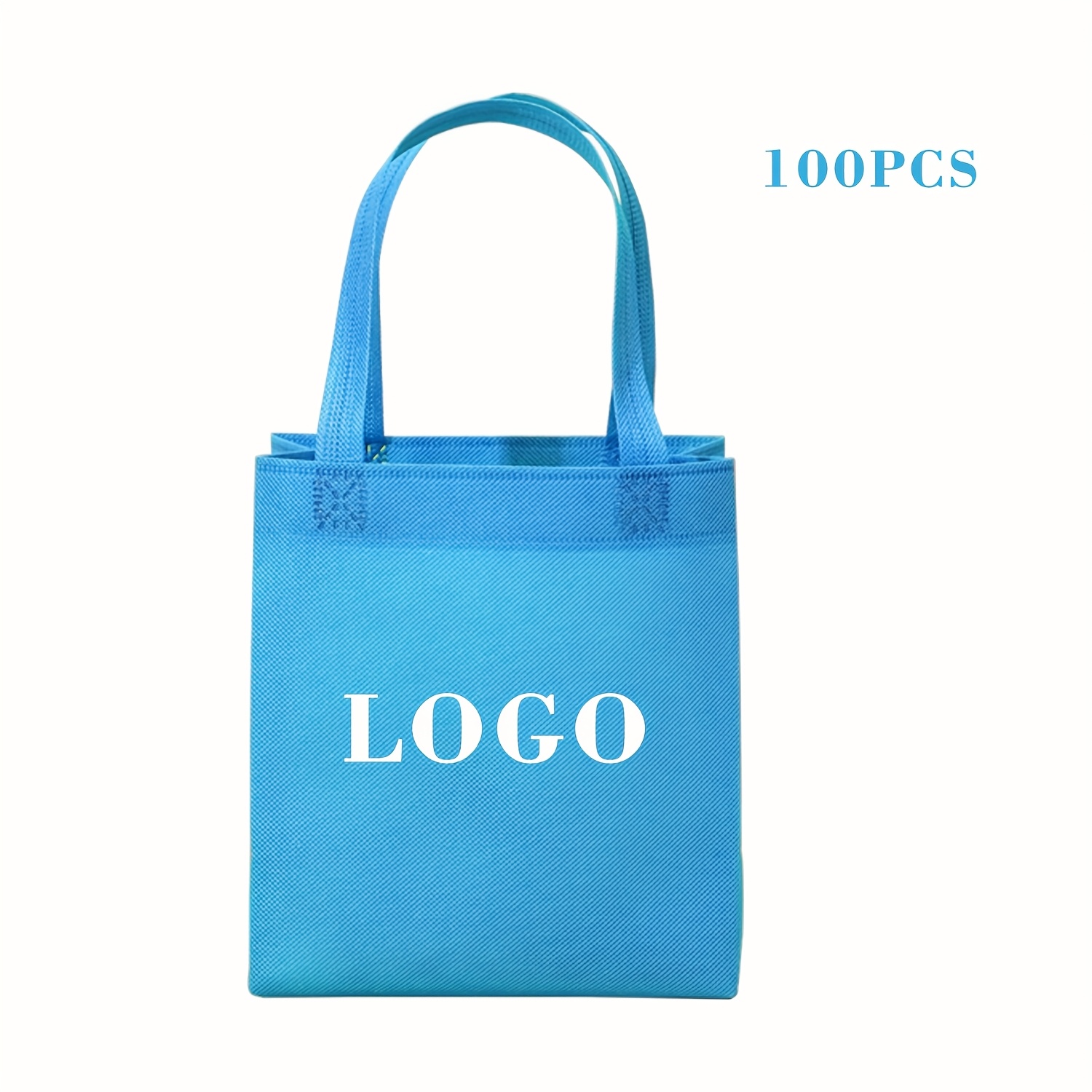 Custom 100pcs Tote Bag with Logo Text Heat Transfer
