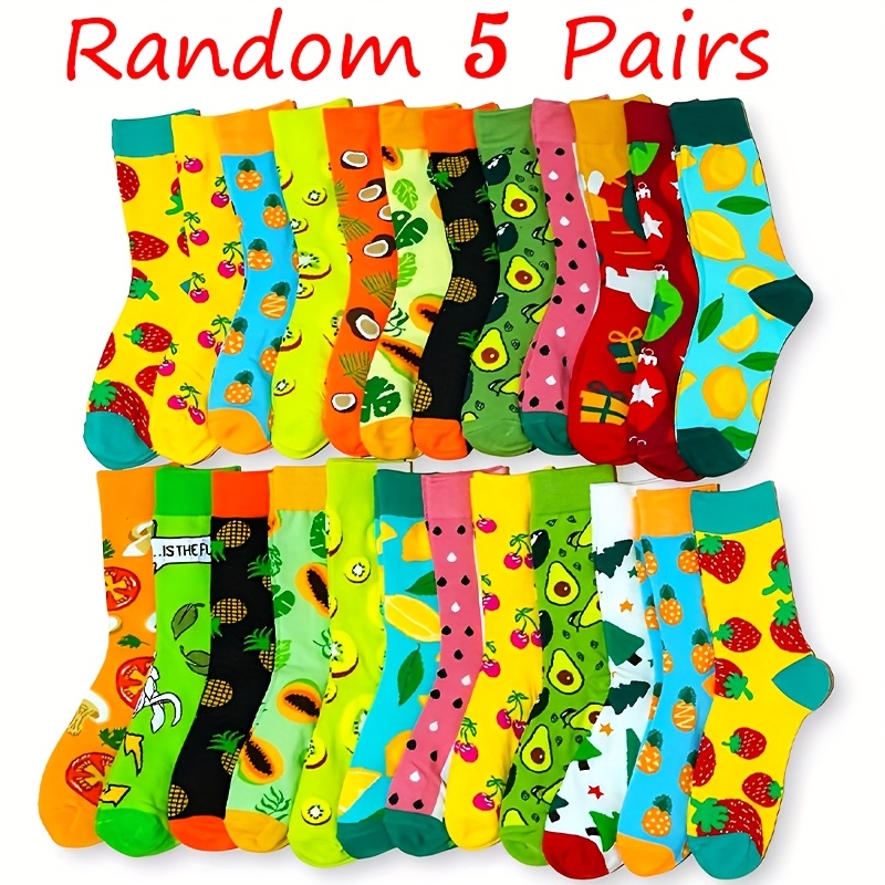 E-shop 5/10/15 Paar Unisex Paar Passende Original Geometrische Trendige Tier Socken mit Frucht Mustern, Weich und Bequem Lichtempfindlich für Frühling
