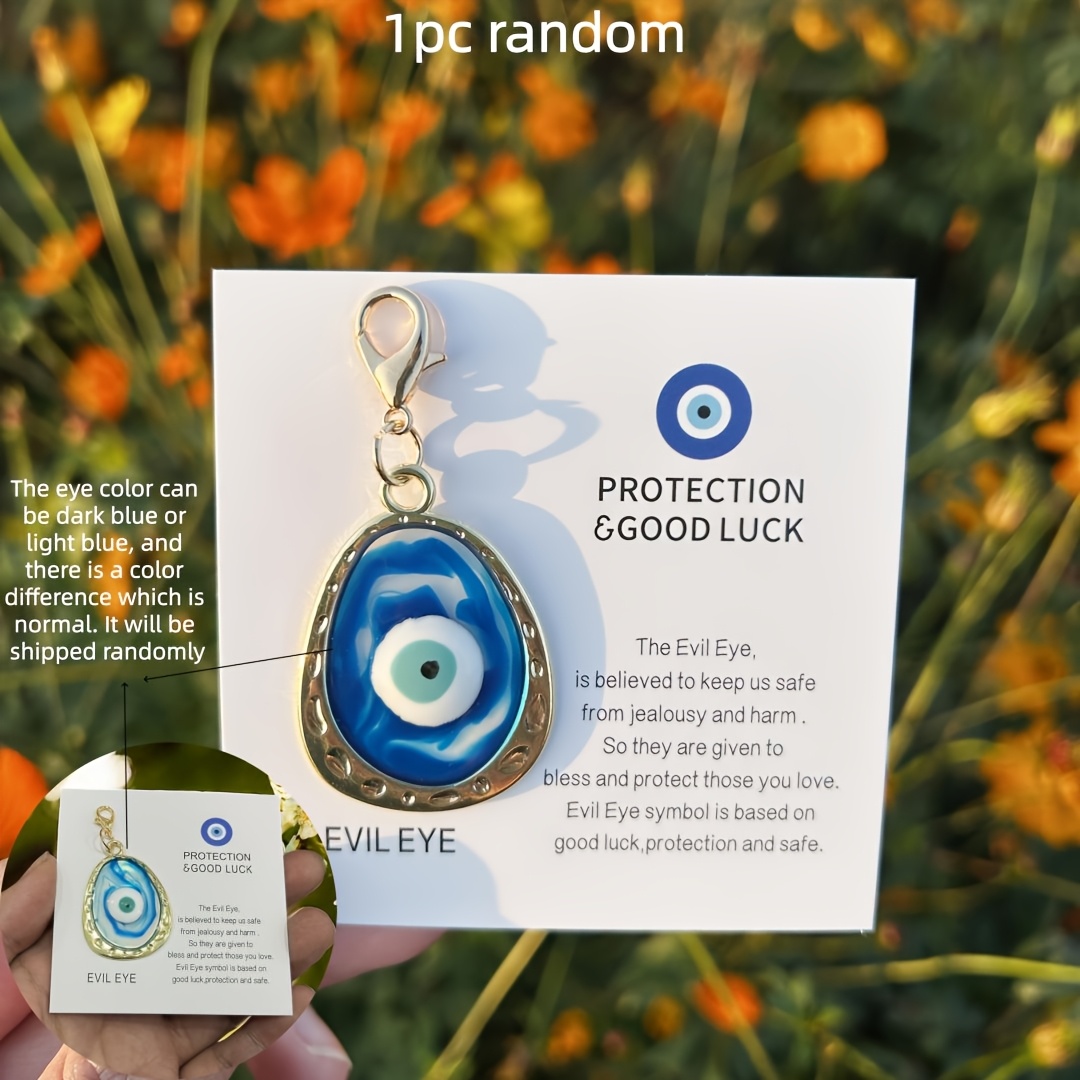 Random Colors Colorful Evil Eye Pocket Hug With Inspirational Card, Relax Keychain, Perfect Gift For Birthdays, Weddings, Valentine's Day & More, Crab Claw Design, For Family & , Back To School