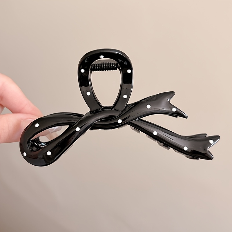 TEMU 1pc Fashionable Temperament Bow Hair Bun Shark Clip Ladies Retro High-end Temperament Large Grab Clip Half Tie Hair Daily Matching Suitable For Large Hair Volume