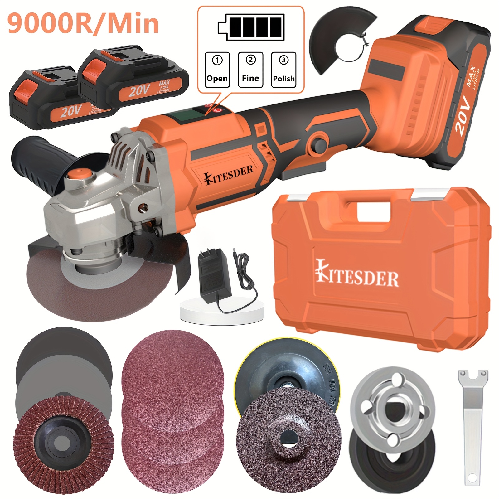 125mm Cordless Angle Grinder – 9800 RPM Brushless, 20V With 4.0Ah Battery (Battery Not Included)