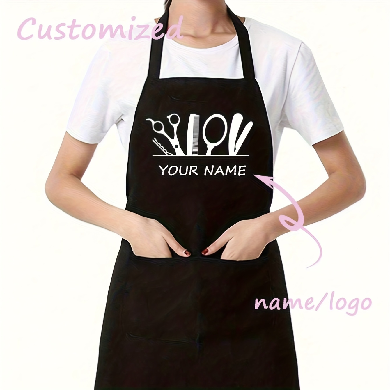 TEMU 1pc Personalized Stylist Black Apron Hairdresser Cosmetology School Barber Gift Custom, Unique, Personalized Ideal Gifts For Him Her, Boyfriend,