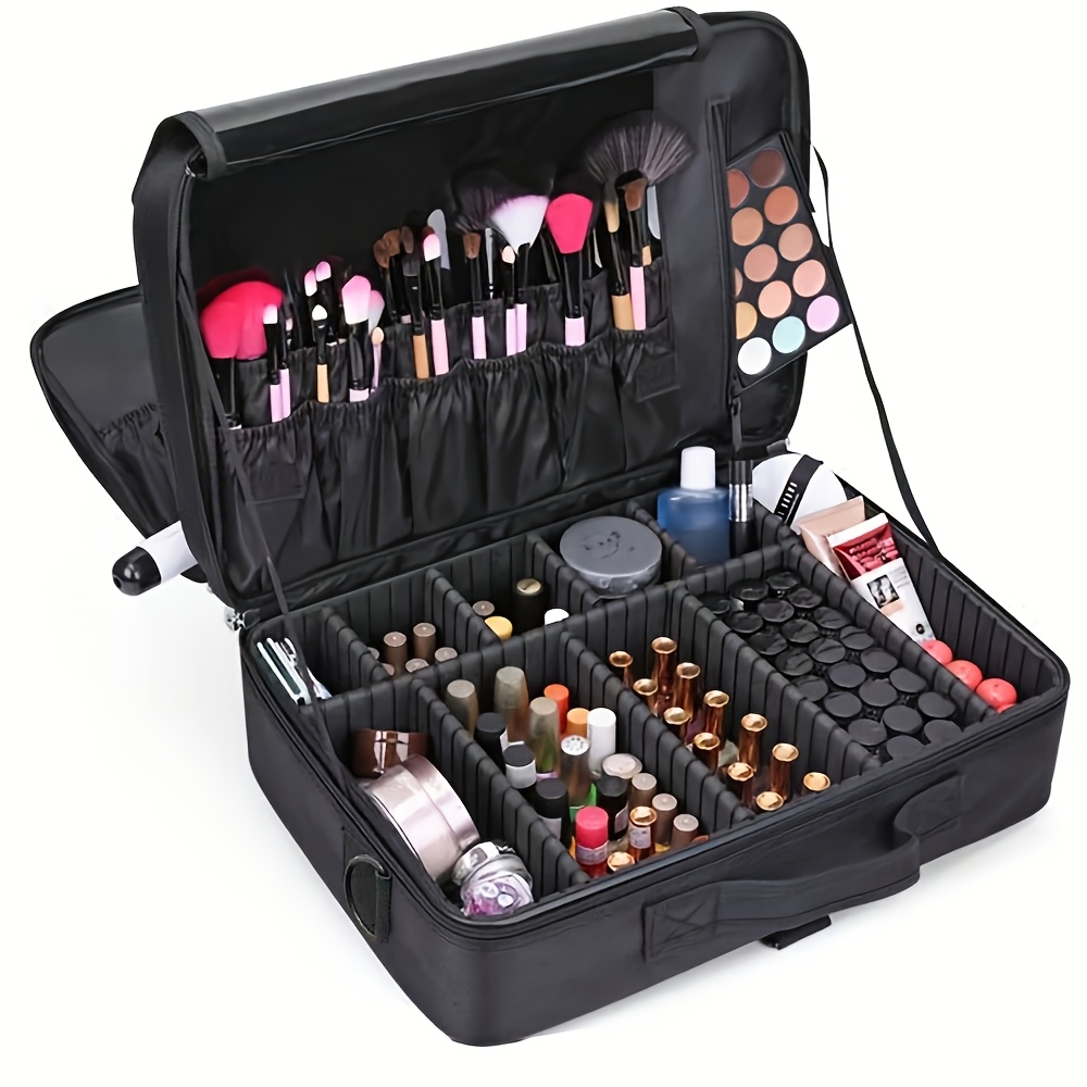 travel professional makeup case large capacity multi   storage bag portable makeup tool bag for business trips multi functional cosmetics and skincare organizer box with brush holder design Product details 8