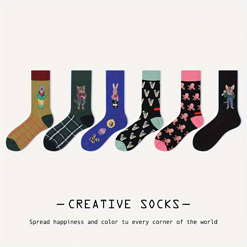 

12 Pairs Of Socks For Autumn And Winter 2024 Socks Long Tube Socks New Products For Spring Seam Head Couple Socks Cartoon Socks Mid Tube Men's And Women's Socks Warm Socks Artistic Socks