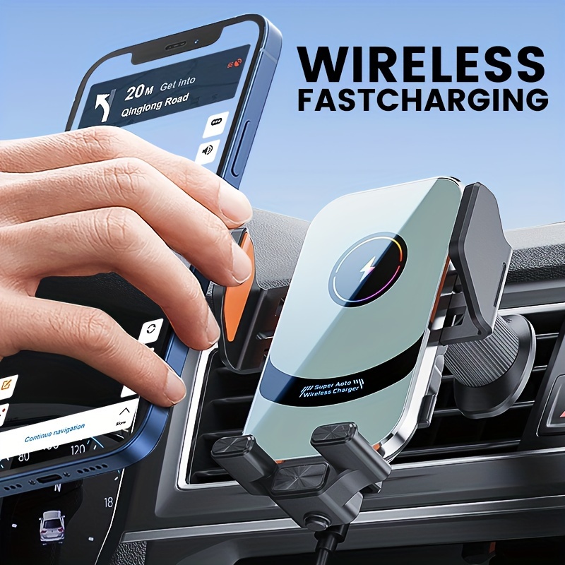 15w wireless car fast charger phone mount qi fast charging auto clamping air vent phone holder for iphone 15 14   details 0