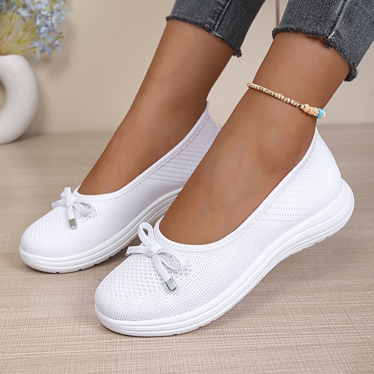TEMU New Fly Weave Mesh Upper Breathable Casual Shoes, Soft Sole Anti-slip Shallow Lazy Shoes, Women Shoes, Sneakers