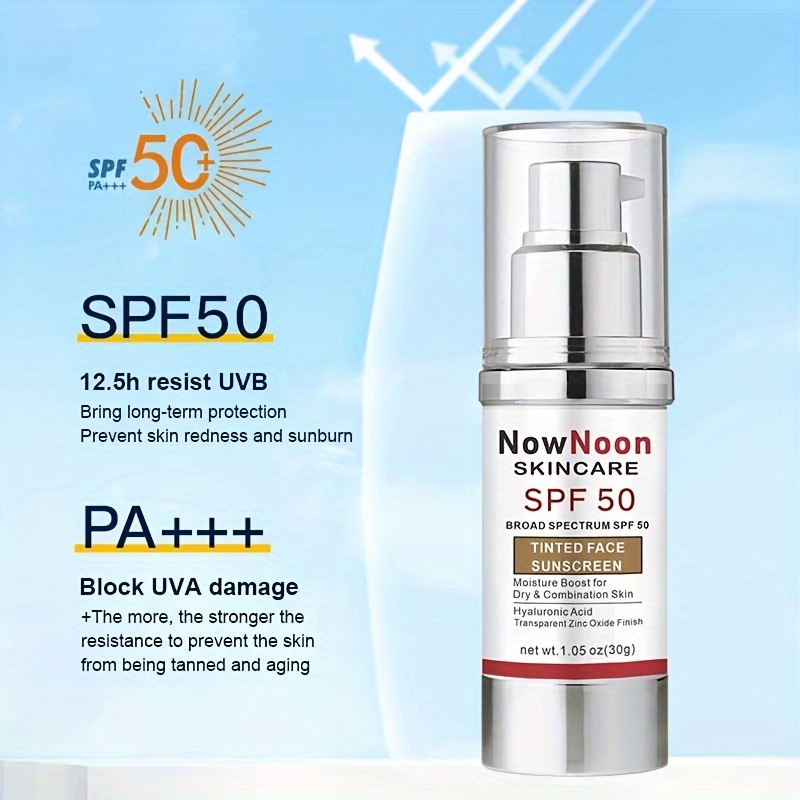 1 05oz 30g tinted face sunscreen cream spf 50 broad spectrum uva uvb protection water resistant non greasy daily moisturizing sunblock lightweight formula for hydration quick absorbing with transparent zinc oxide details 4