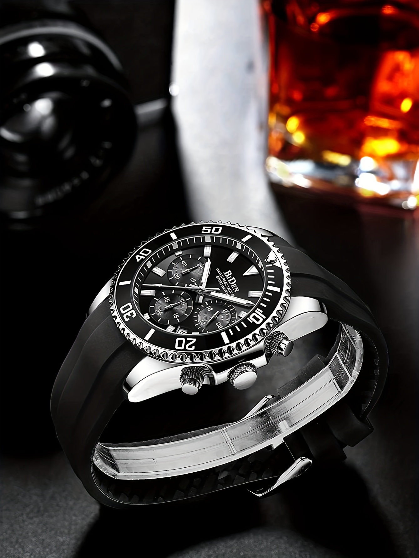 stylish boys sports watch with silicone band multi functional quartz movement   case   outdoor activities gifts details 5