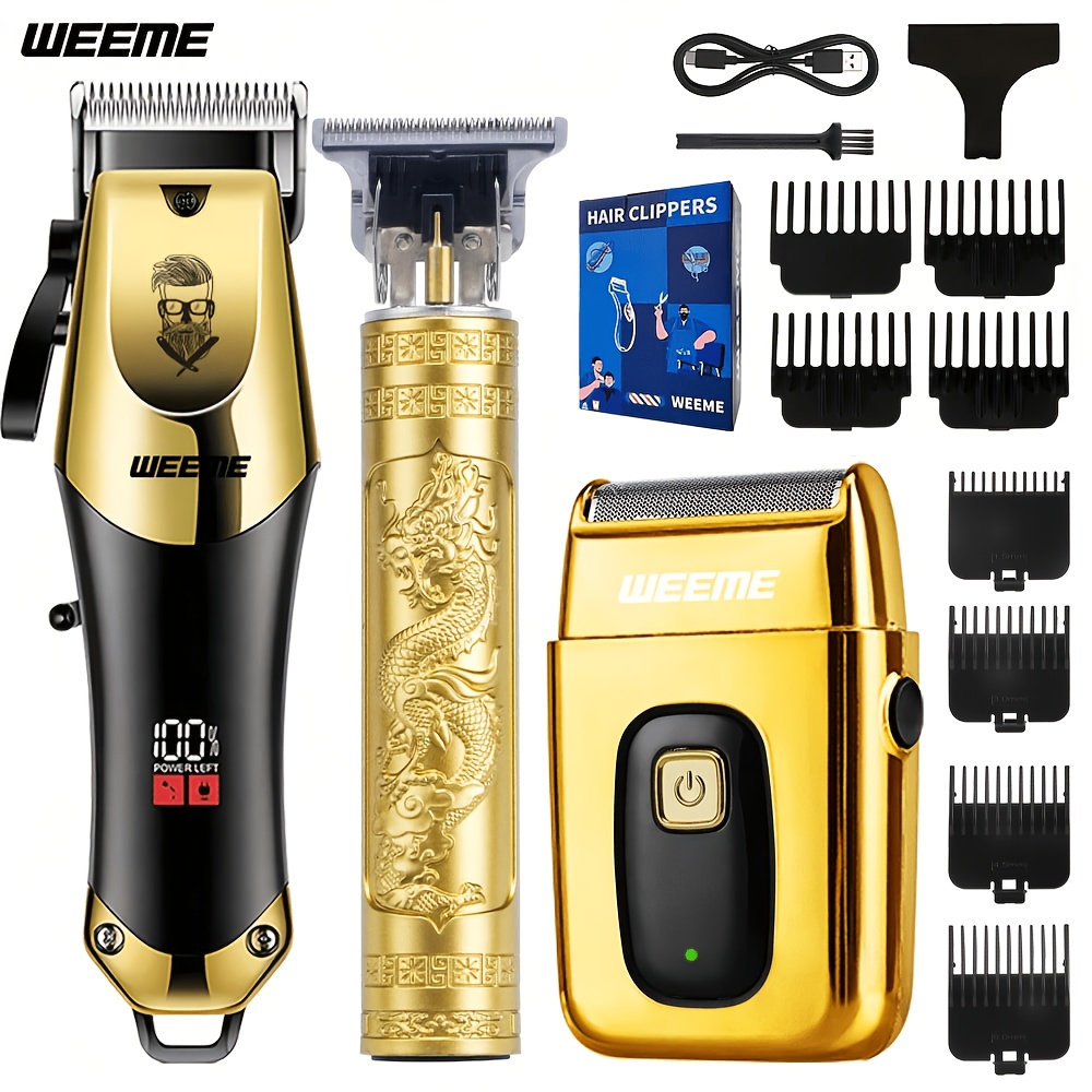 3pcs Weeme Set | Hair Clipper, T-trimmer, Electric Razor, Usb Rechargeable Professional Haircut Kit For Men, Beard And Hair Trimming, Home Barber Tool, Ideal For Travel And Father's Day Gift