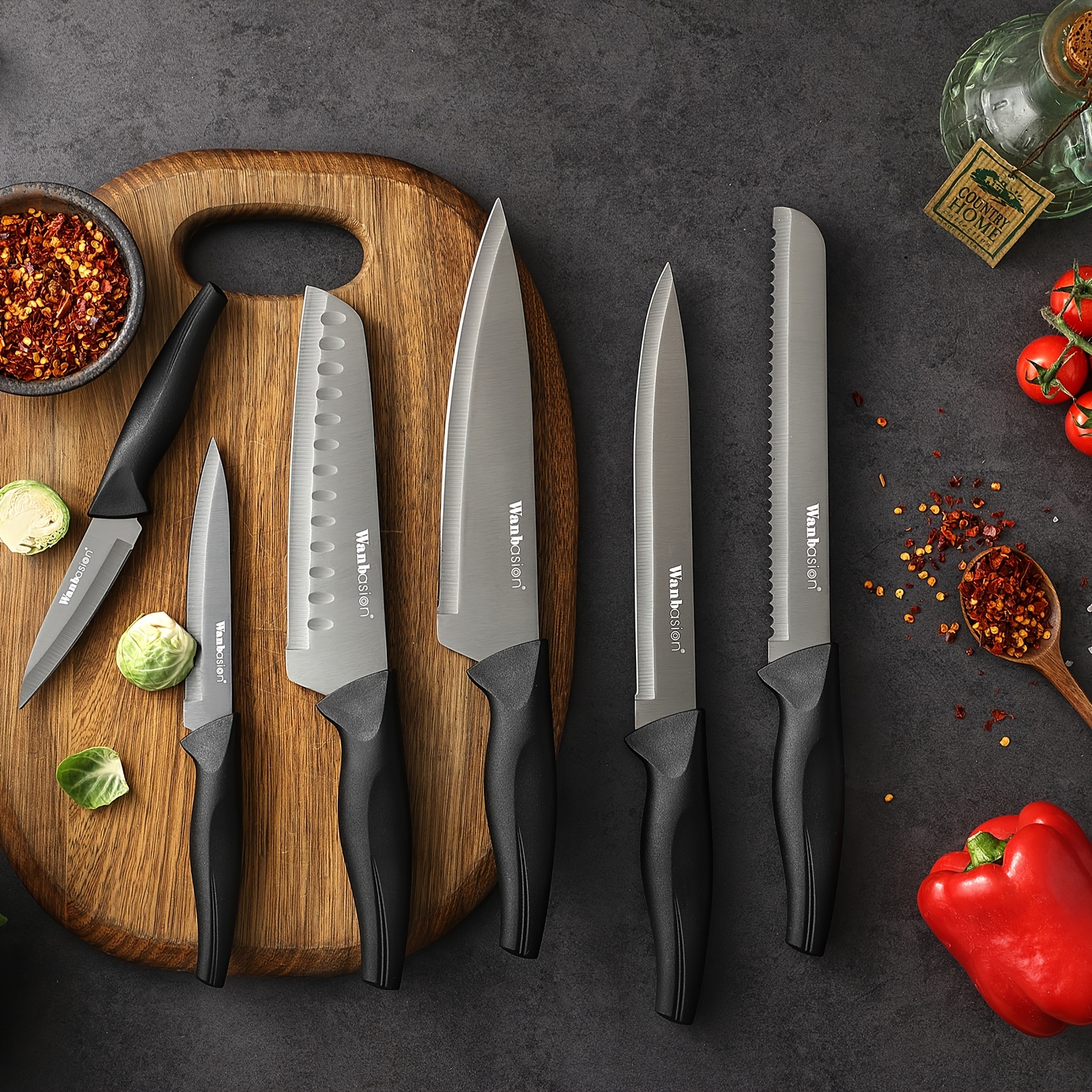 

Black Stainless Steel Knife Set, Sharp Kitchen Knife Set Professional, Kitchen Knife Set Dishwasher Safe With Covers For Cooking