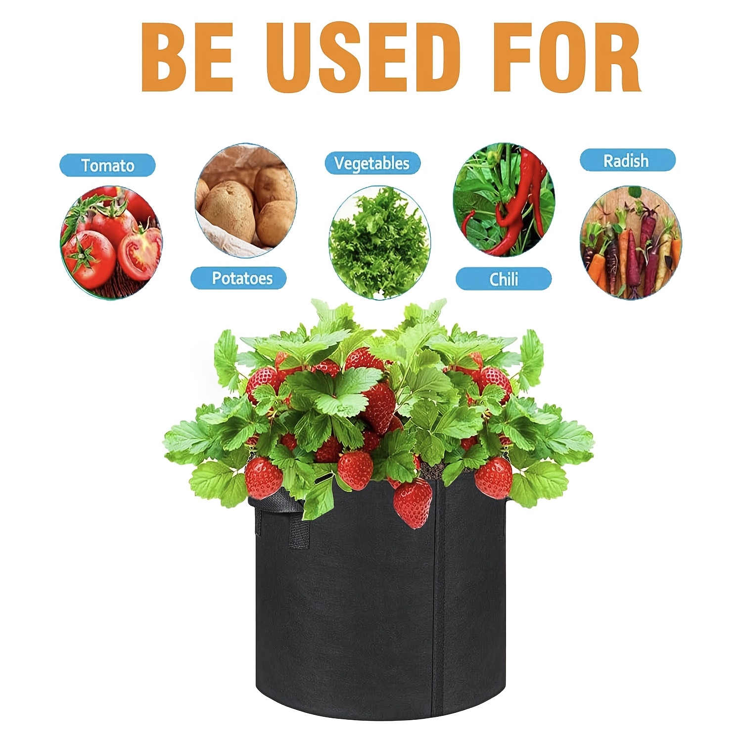EODELLY 5-Pack 3 Gallon Grow Bags Thickened Non-Woven Grow