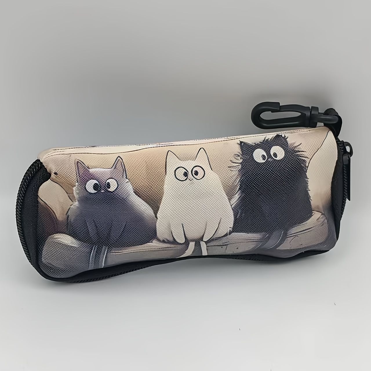 Image of 3 Cat Patterned Glasses Cases - Safe Zipper Design, Portable Glasses Wallet Storage Box - Perfect Gift For Cat Lovers - Christmas Gift Or Daily Perfect For Men And Women