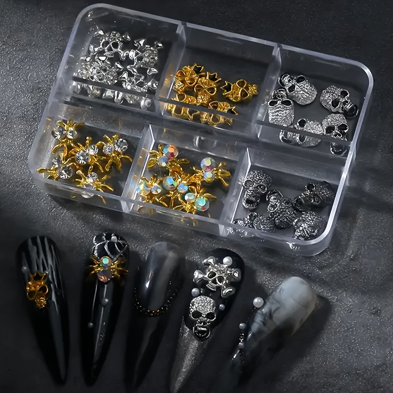 

Spooky 3d Alloy Nail Charms: 30 Pieces - Collection, Including Spiders, , And Water Drops, Perfect For Diy Nail Art