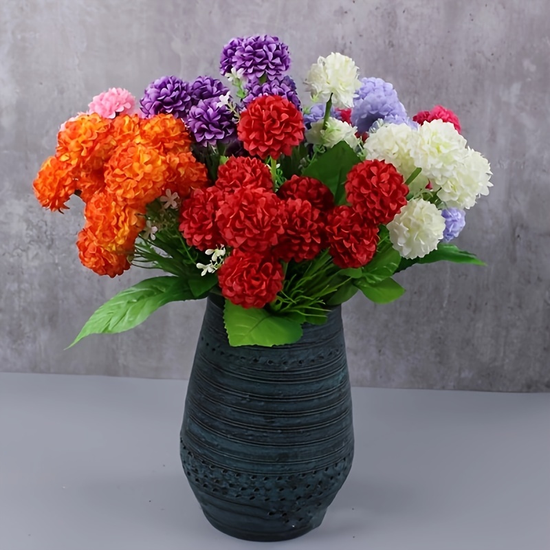 

Artificial Hydrangea Bouquet - Plastic Fake Flower Clusters For Home, Wedding And Engagement Decor - Lifelike Floral Arrangements