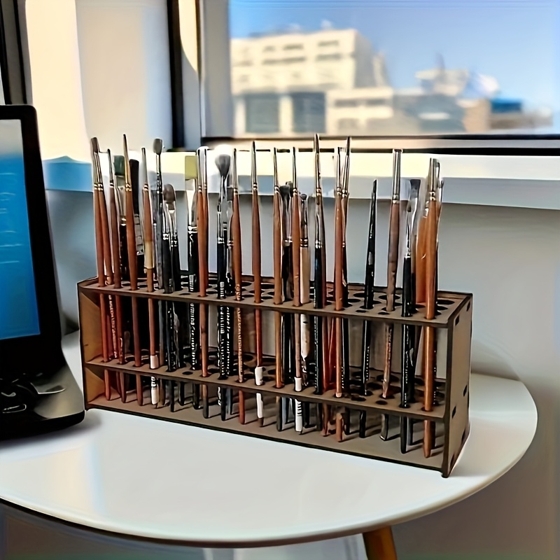 E-shop Holz Pinselhalter, Farborganizer, Künstler Pinselhalter, 67-Loch Pinselhalter, Pinsel Trockner Halter, Wandmontierter Pinsel Organizer