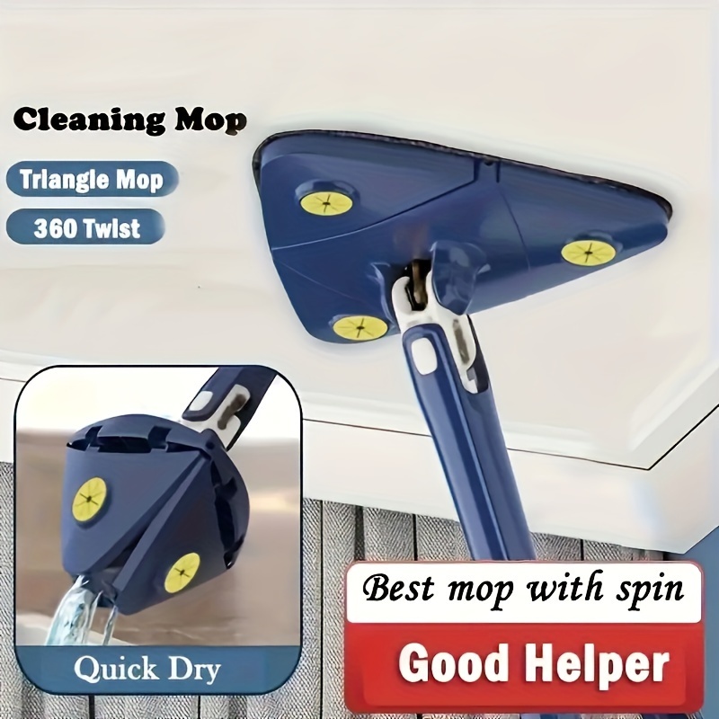 

360° Rotating Triangle Mop With Long Handle - Hands-free Washing & Squeezing, Perfect For Floors, Walls, Ceilings, And Glass - Essential Cleaning Tool