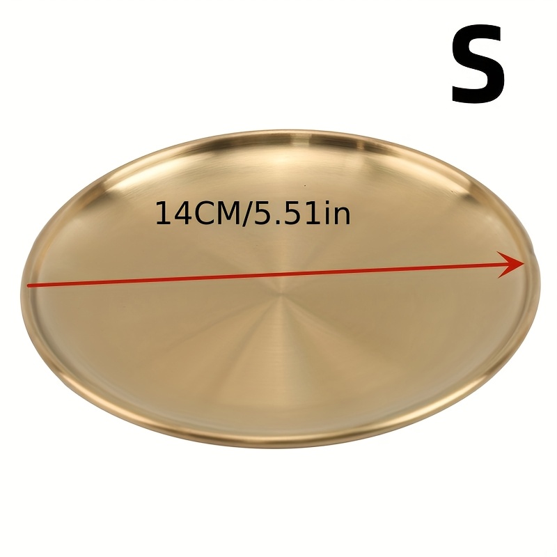 Image of 1pc Stainless Steel Disc Barbecue Plate Bone Spitting Plate Household Golden Tray Western Dessert Steak Plate Barbecue Plate
