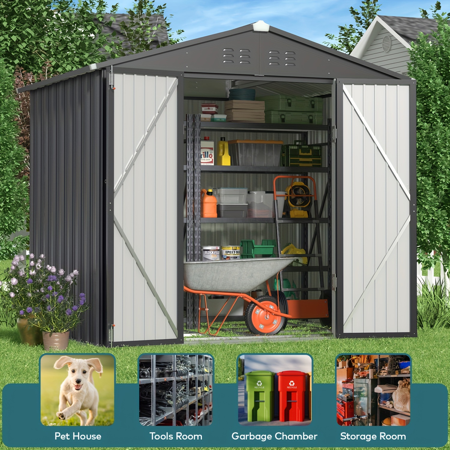 Outdoor Storage Shed Metal Base Frame Galvanized Metal - Temu