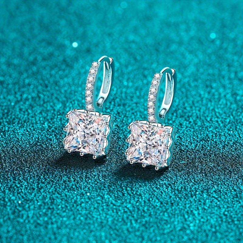 a pair of 2 carat moissanite earrings hypoallergenic 925 sterling silvery moissanite earrings elegant and   925 sterling silvery womens earrings valentines day gift christmas gift mothers day gift Product details 3