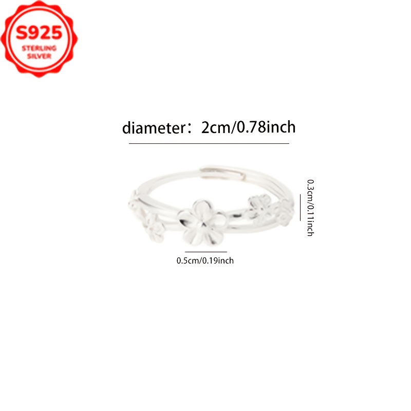Women's 925 Sterling Silver Double Layer Flower Ring