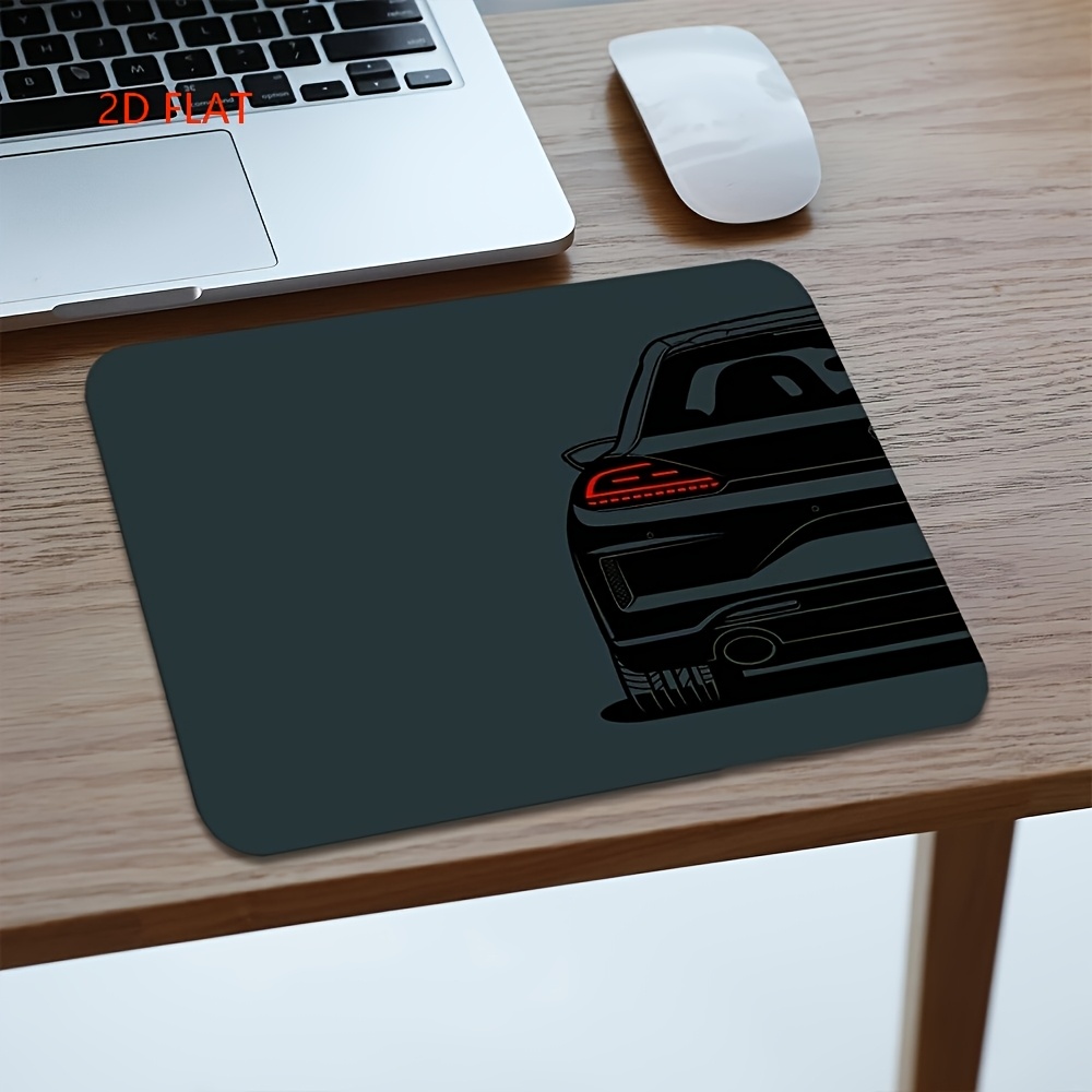TEMU ("2D Plat"), 1pc Tapis de Souris Thème Feu Arrière de Voiture Peint Main Style Art Tendance - Tapis de Souris de Bureau Esports, Petit Tapis de