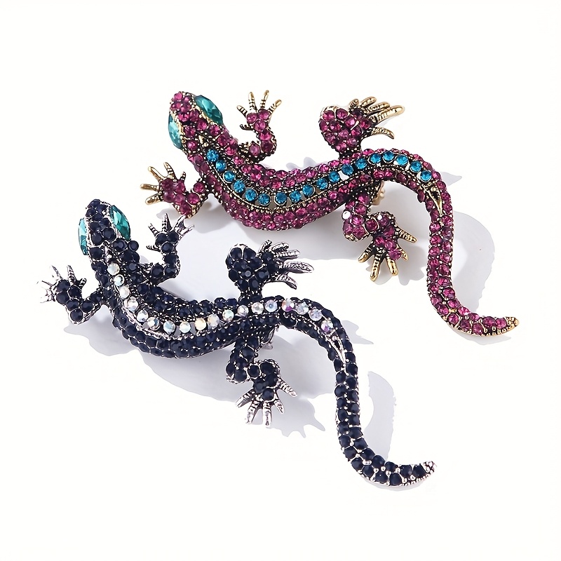 Vintage Animal Lizard Brooch, Full-Drill Alloy