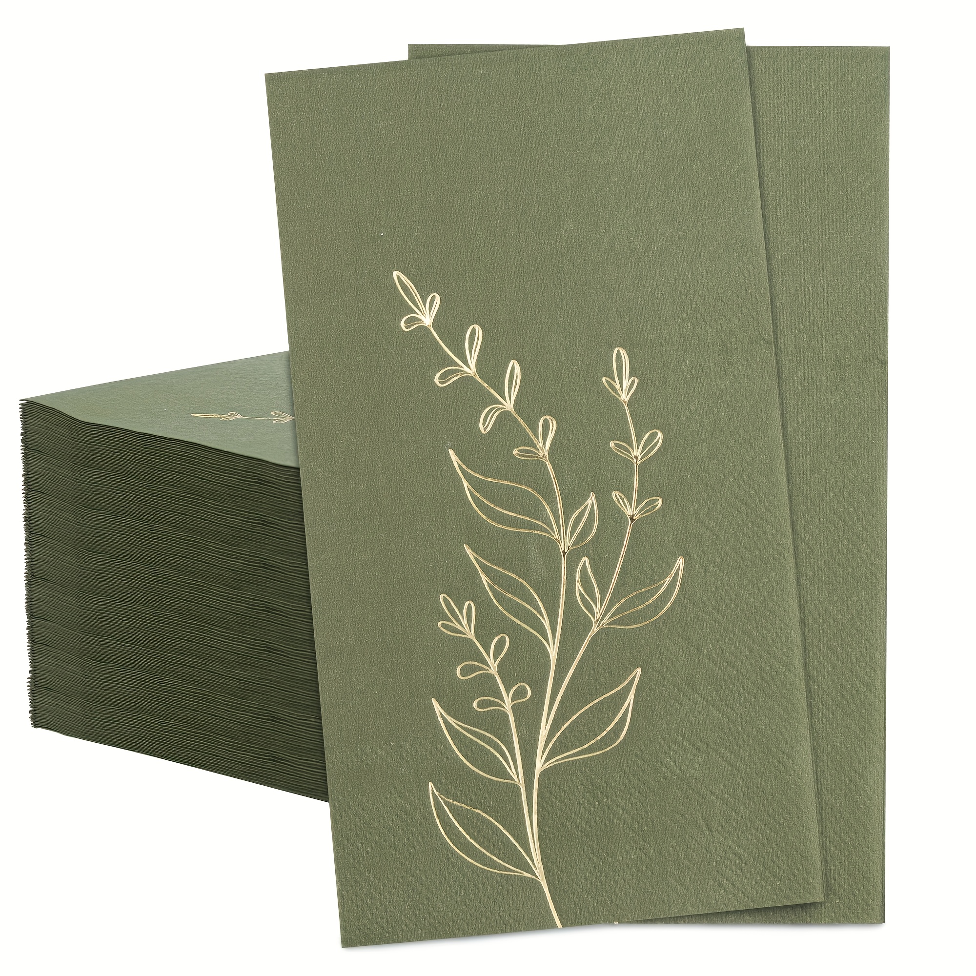 E-shop 100 Initial Golden Vine Servietten, 2-lagige elegante Einweg-Servietten, Familientreffen Gäste-Badezimmer-Servietten, Brautdusche