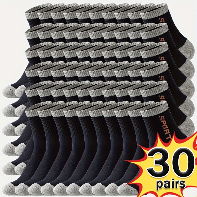 Image of 30 Pairs Sports Socks For Women And Men Breathable Comfortable Daily Leisure Socks Outdoor Running Socks Unisex