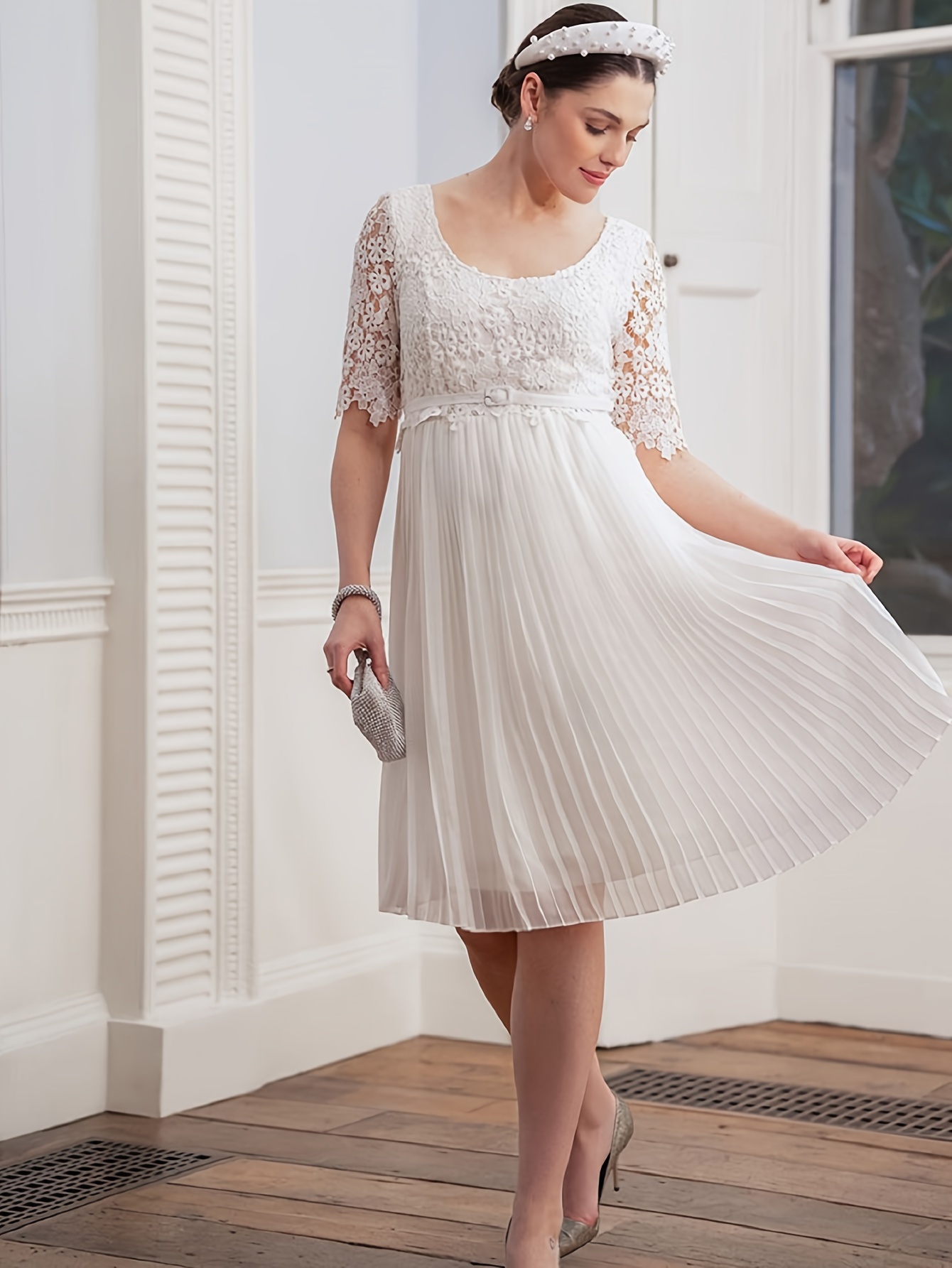 lace pleated maternity dress without - Temu Saudi Arabia