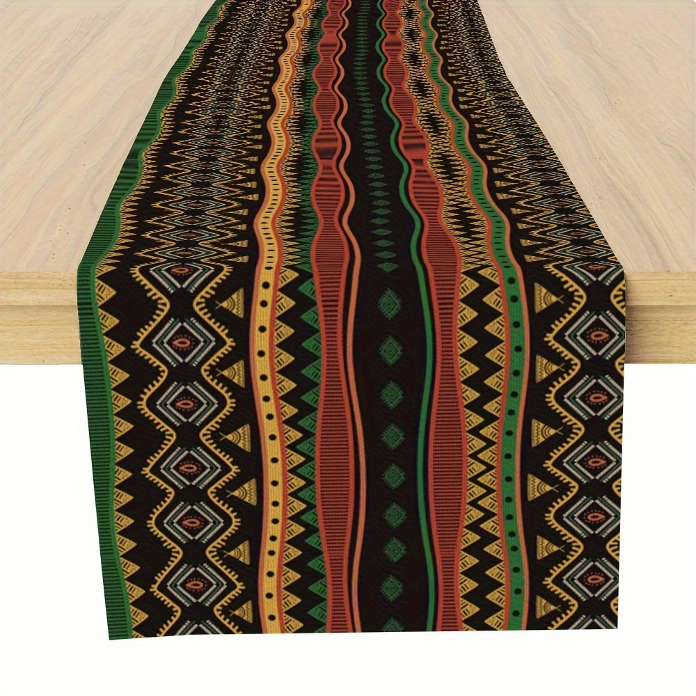 

1pc, African Table Runner, Traditional Tribal Pattern Polyester Table Runner, Dining Room & Kitchen Decor, Suitable For 4-6 People, Vintage Home Decor, Ideal For Holiday Parties & Housewarming Gifts