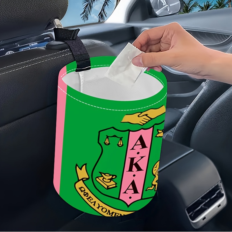 

Car Trash Can With Hanging Strap, Waterproof Litter Bag, Foldable Waste Basket For Vehicle, Emblem, Female Car Accessory, Kitchen And Camping Bin, Polyester Fiber, 1-pack