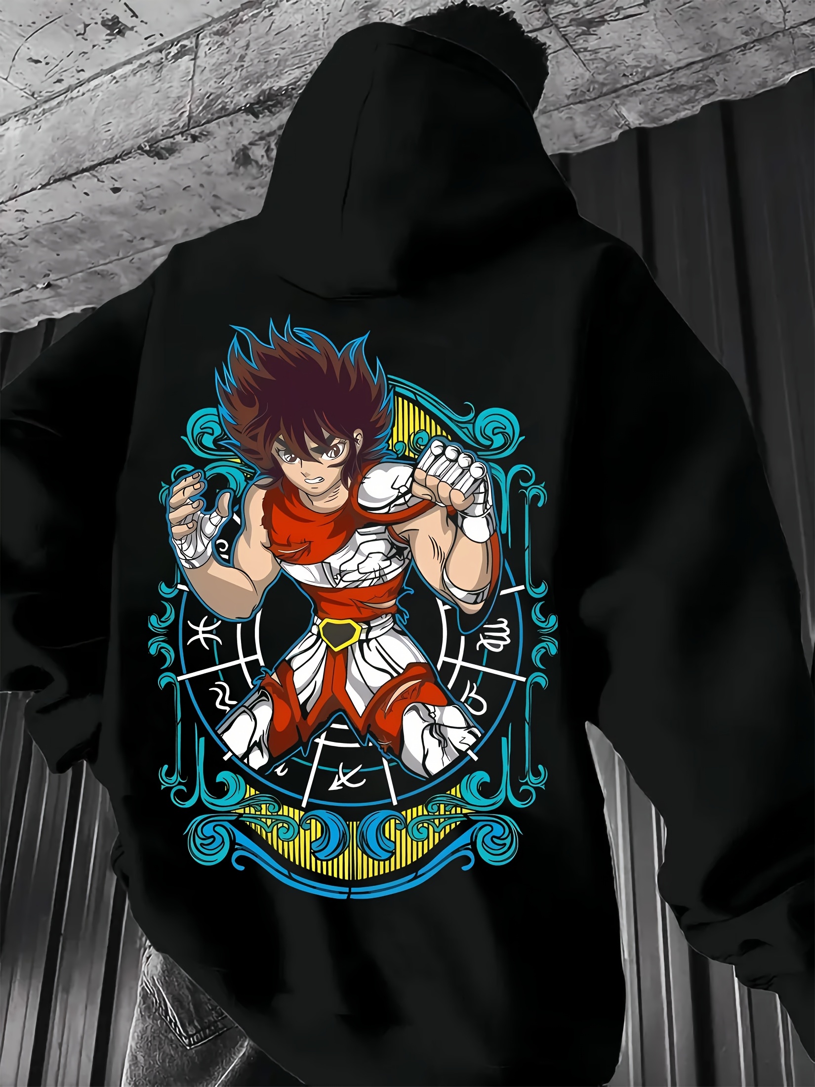 Sudadera Negra Sudaderas Anime Hombre Sudadera Negra Sudaderas Con Dibujos  En La Espalda Suéter Capucha, image size:800x1066