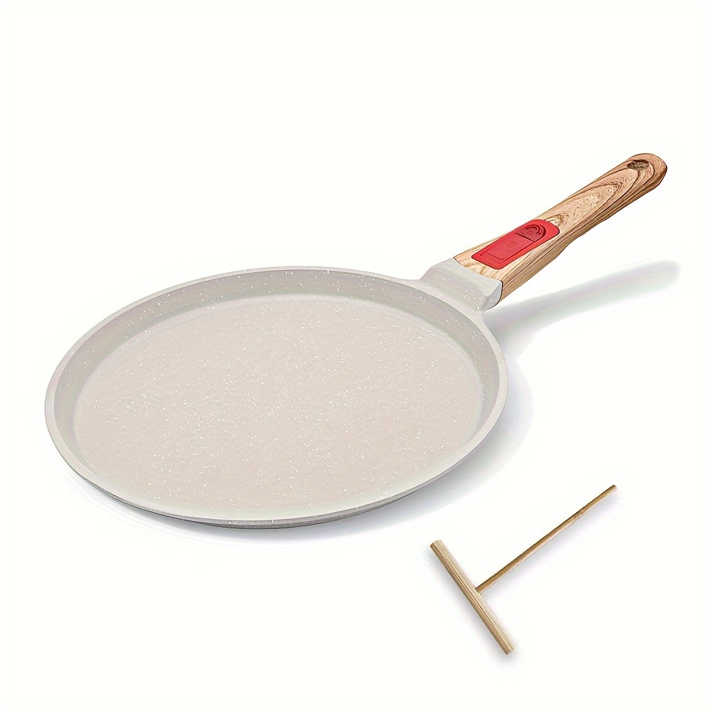 

20cm Non Stick Crepe Pan With Detachable Handle, 8 Inch Cast Aluminium Tortilla Pan, Oven&dishwash Safe, Pancake Pan Induction Compatible - White