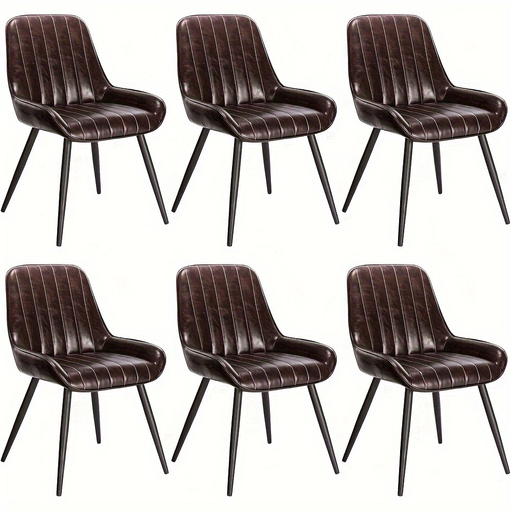 Image of 6pcs Dining Chairs, Vintage Kitchen Chairs, Upholstered Chairs, Living Room Chairs, Pu Material Vintage Chairs With Metal Legs, Visitor Chairs, Dining Room Chairs, Living Room Chairs, Kitchen Chairs