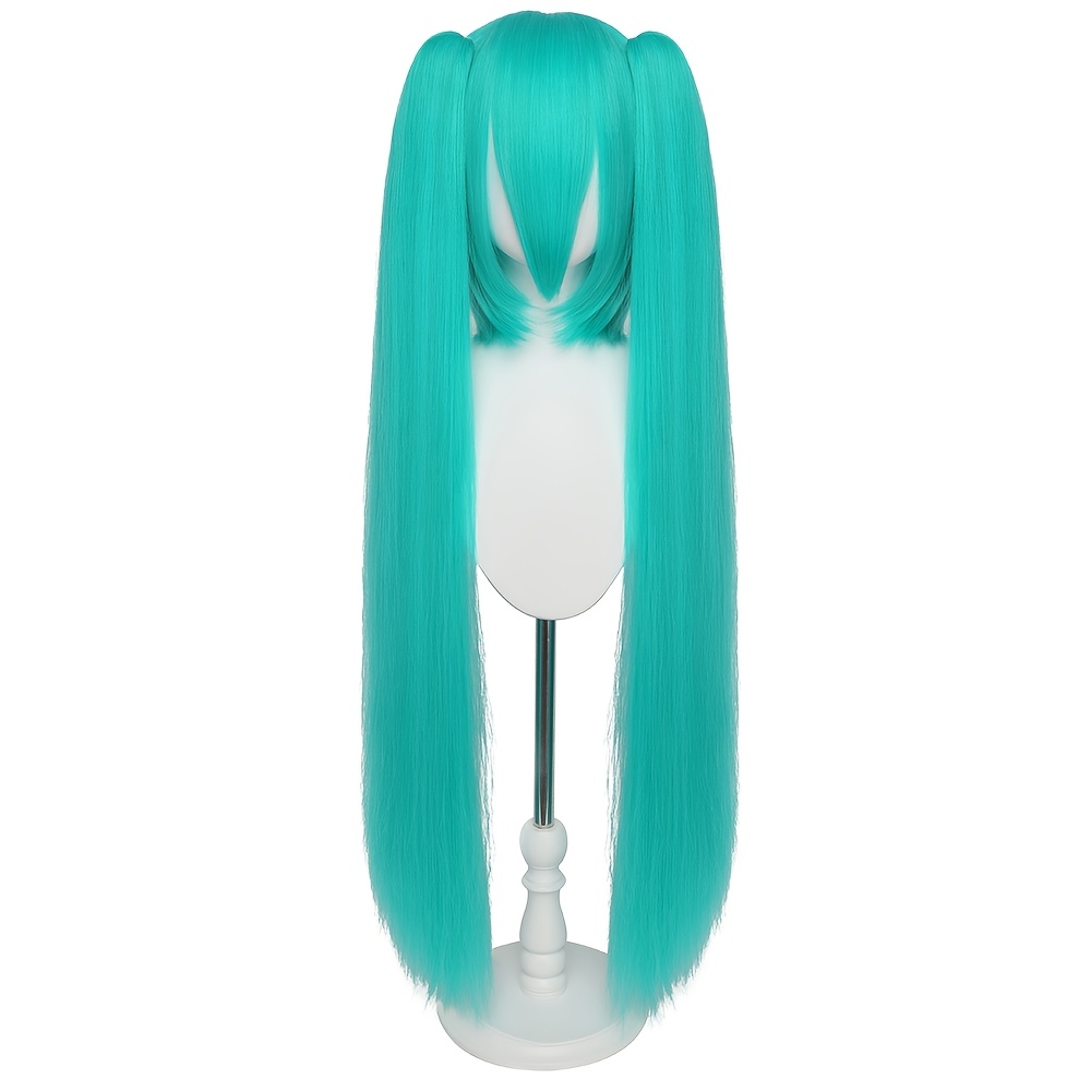 TEMU Anime Wig For Cosplay, A 36-inch Long Double Ponytail Straight Wig Made Of Heat-resistant Synthetic Fibers, Role-playing Parties And Festive