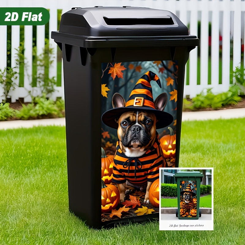 2d flat printing 1pc trash can sticker 37 82cm halloween themed pet costume design self   wall decal wallpaper for kitchen trash can decoration suitable for trash cans   decor peel and stick diy enthusiasts interior design