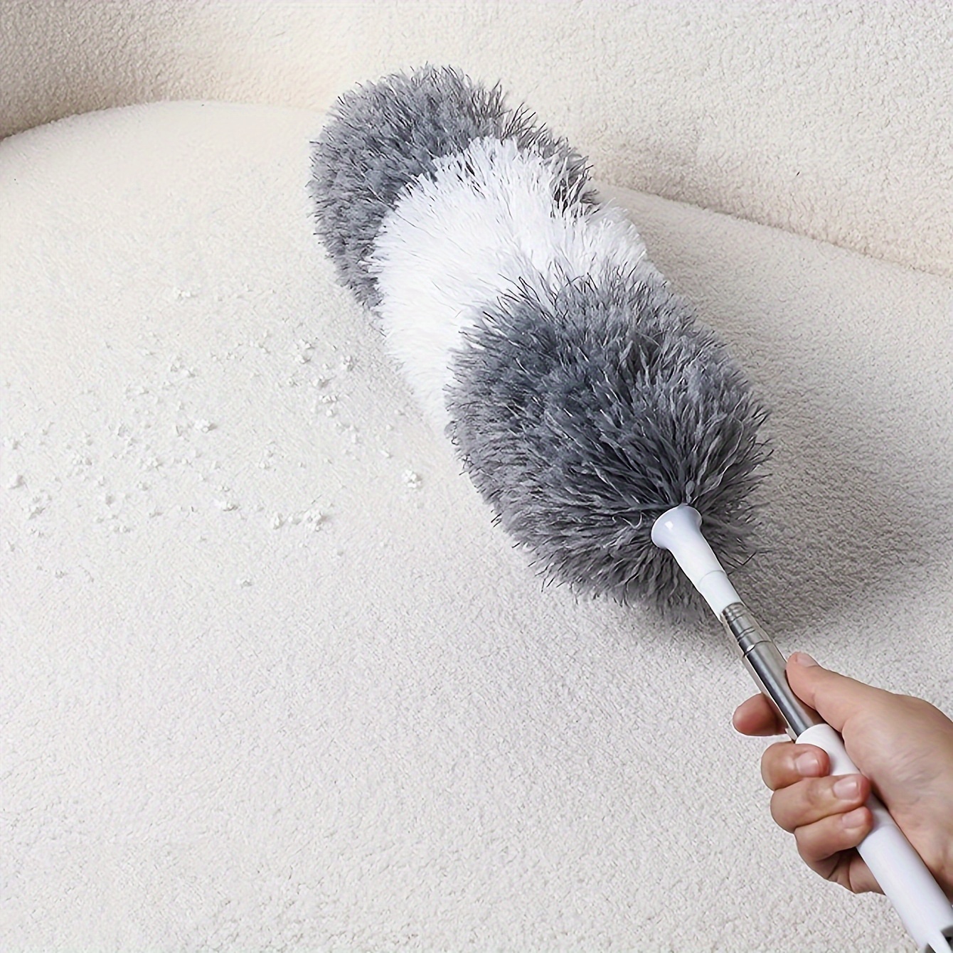1pc Microfiber Duster with Extendable Pole ? Bendable, Retractable Brush for High Ceilings, Furniture & Car ? Reusable, Washable Cleaning Tool for Bedroom, Bathroom, Living Room & Outdoor Use, Dusters for Cleaning