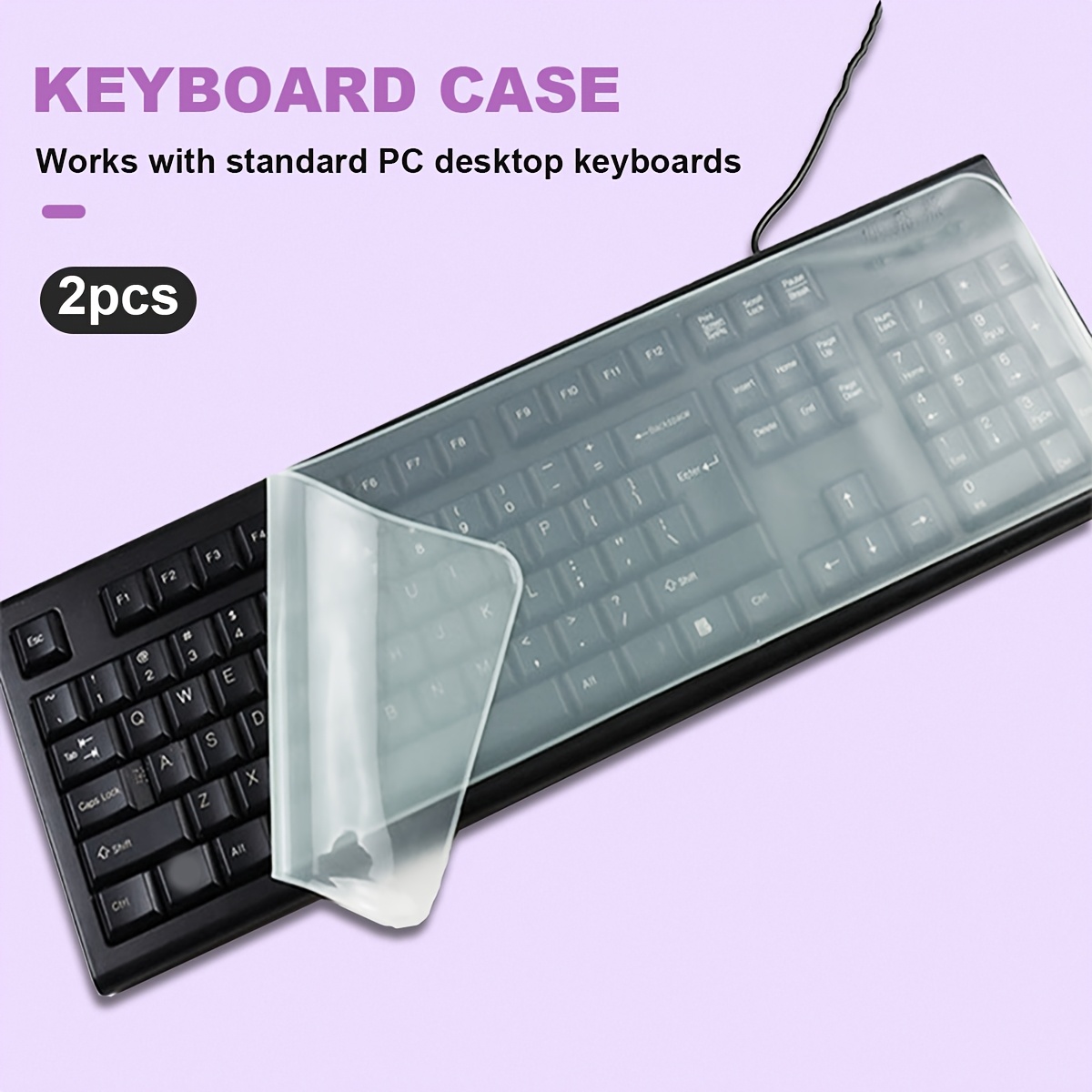 E-shop 2 Stück 445*140mm Ultra-Dünne Silikon Tastatur Abdeckung - Und Staubdicht, Geeignet für Standard PC Desktop Tastaturen, Transparentes Design