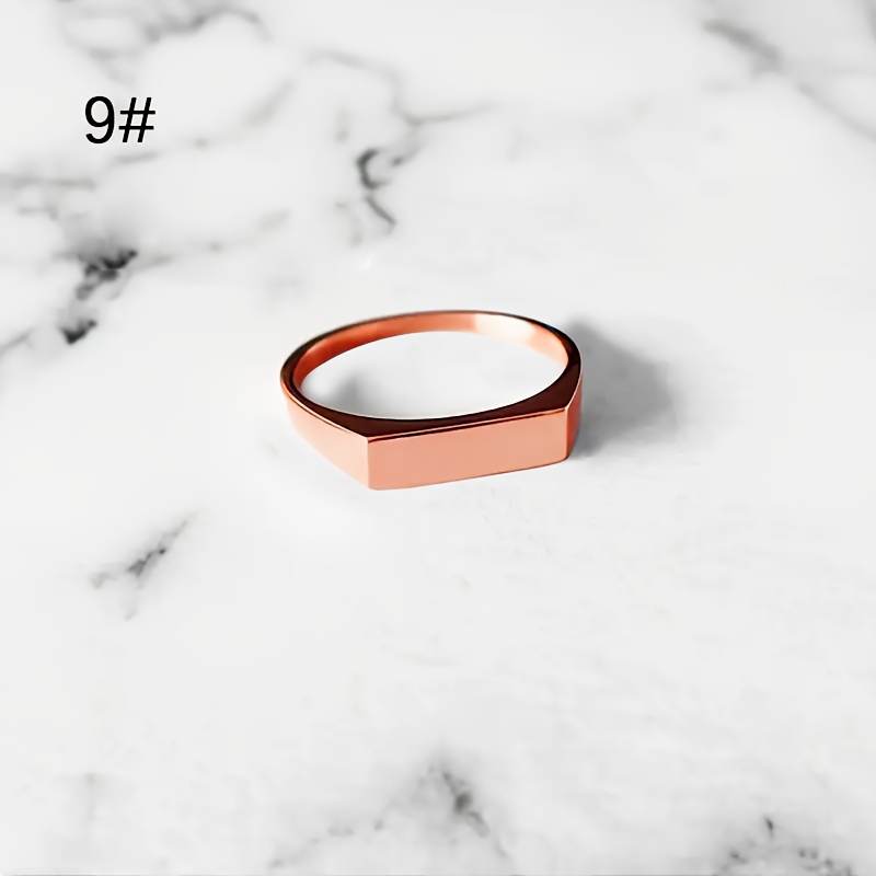 TEMU Square Rings | Delicate Rectangular Rings For Women | Customized Name Rings | Engraved Geometric Rings | Fashion Rings For
