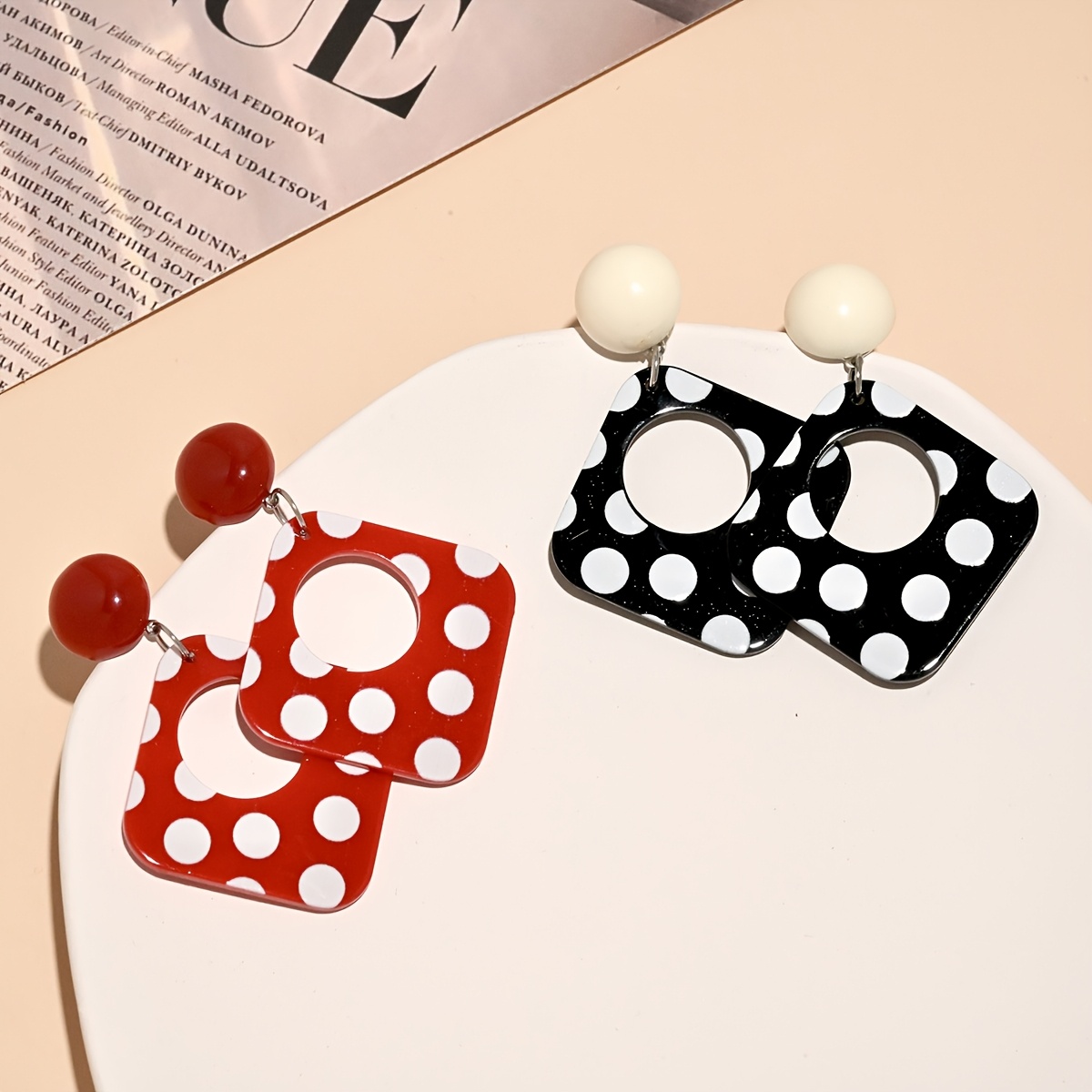 TEMU 2 Paires/Ensemble de Boucles d'Oreilles Tendance et Élégantes à Pois, Adaptées à Quotidienne, les Banquets/Fêtes, les Voyages, les Vacances, la