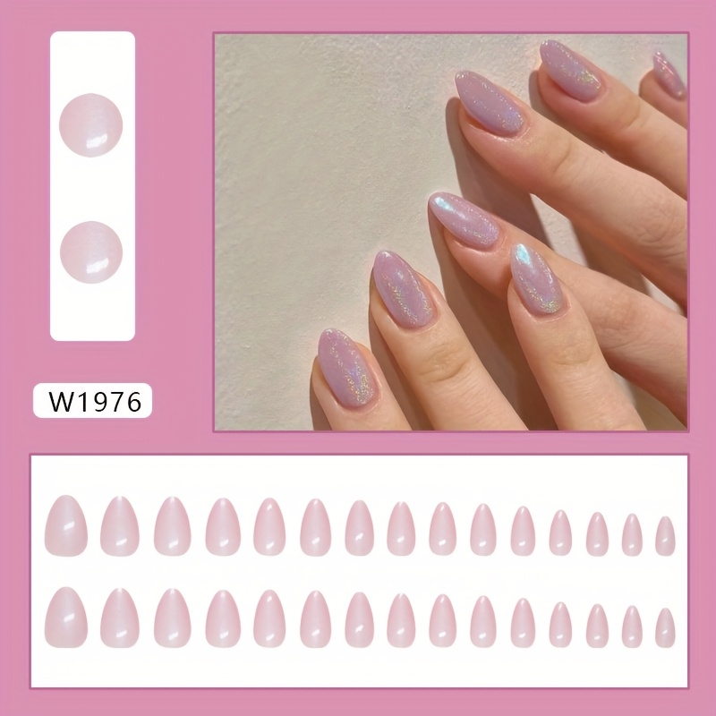 TEMU Hoja de Uñas Postizas Fáciles y Suaves de Color Rosa y para de Uñas, Estilo , Desmontables y Adornables para Exterior